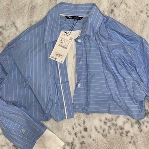 STRIPED POPLIN CROP TOP